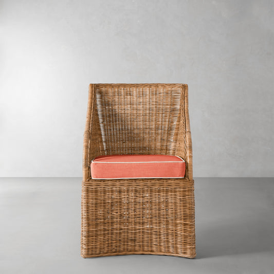 Farallon Armchair Cushion,Sunbrella Performance Canvas\, Persimmon with White Piping,