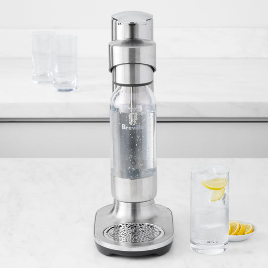 Breville InFizz Aqua Sparkling Water Carbonator,Brushed Stainless,InFizz Aqua Sparkling Water Maker without CO2 Cylinder