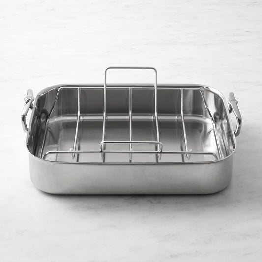 Hestan Provisions Polished Stainless-Steel Classic Roaster with Rack,,WSNOADS