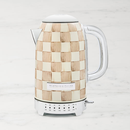 MacKenzie-Childs Mocha Check Electric Kettle,,WSNOADS