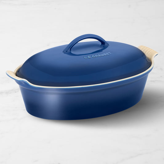 Le Creuset Heritage Stoneware Oval Covered Casserole, 4-Qt.,Lapis,
