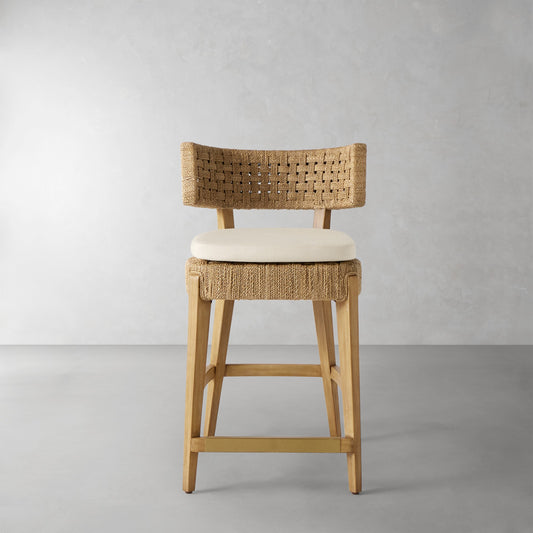 Santorini Counter Stool Cushion,Perennials Performance Basketweave\, Light-Sand,