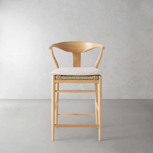 Baldwin Counter Stool Cushion,Sunbrella Performance Canvas\, Canvas,