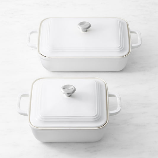 Le Creuset San Francisco Stoneware Covered Baker, Set of 4,Matte White,