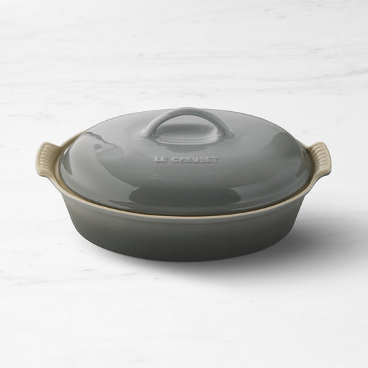 Le Creuset Heritage Stoneware Oval Covered Casserole, 4-Qt.,French Grey,