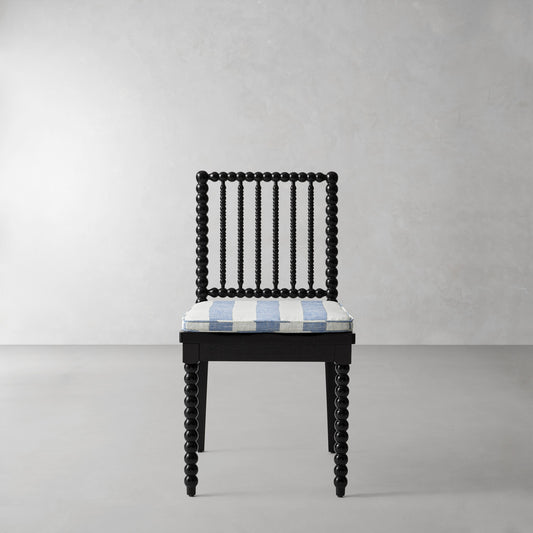 Spindle Dining Side Chair Cushion,Basketweave Cabana Stripe\, Blue,