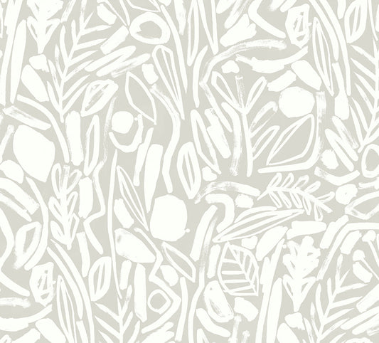 ohpopsi Verdure Stone Painted Botanical Unpasted Non Woven Wallpaper, 19.7-in by 33-ft., 54.2 sq. ft.